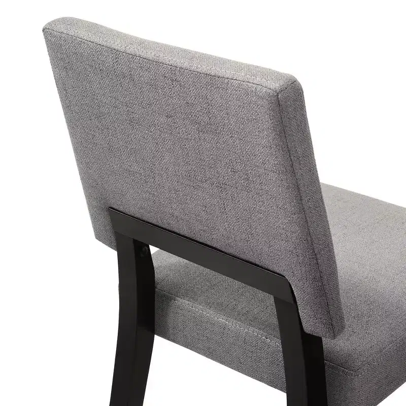Armen Living,Channell Wood Dining Chair in Black Finish with Charcoal Fabric - Set of 2