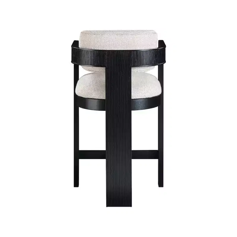 Meridian Furniture,Sacha Beige Linen Textured Fabric Stool