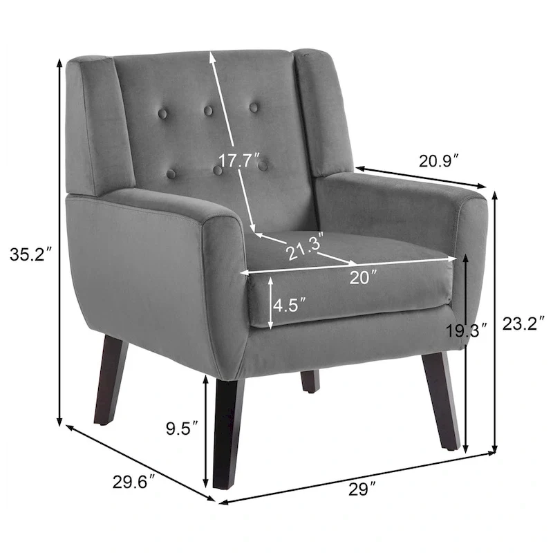 Set of 2 Velvet Living Room Accent Chair Upholstered Armchair