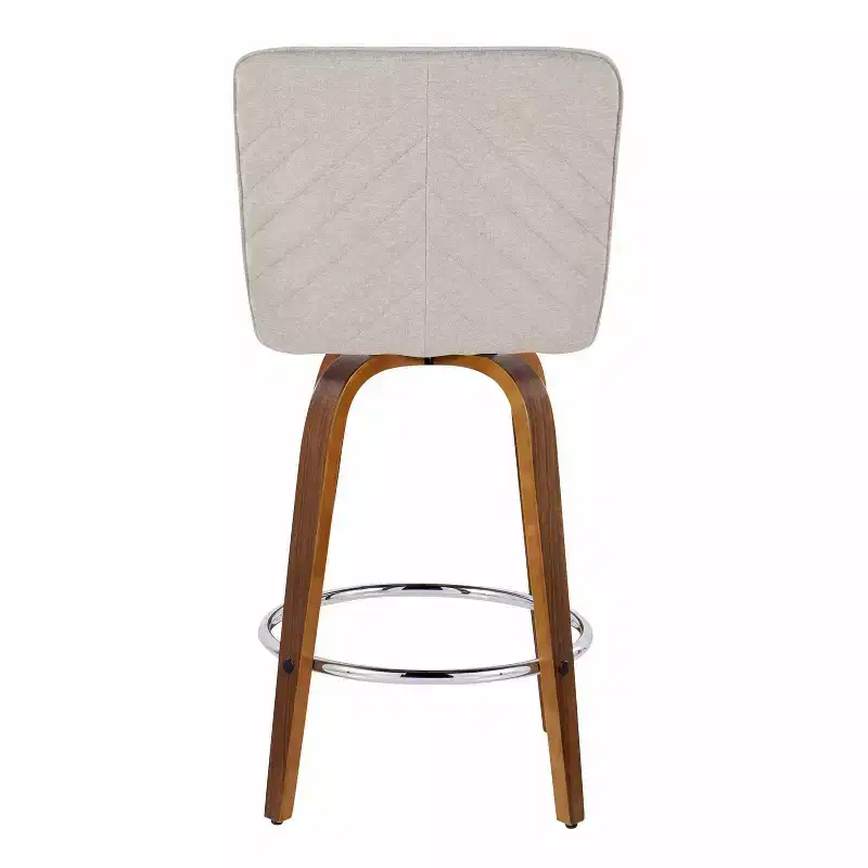 LumiSource Set of 2 Henry Counter Height Barstools Walnut Wood/Beige Fabric