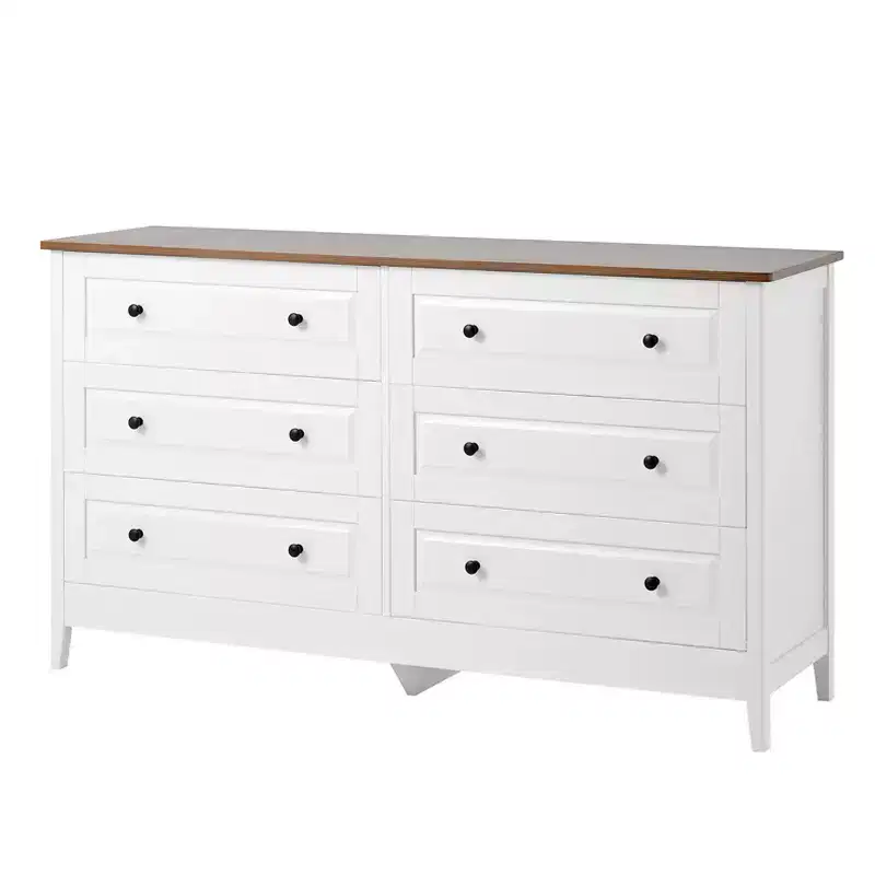 AEELLEEA Chest of Drawers 6 Drawer Organizer Storage Chest Cabinet for Bedroom Living Room Hallway Entryway White