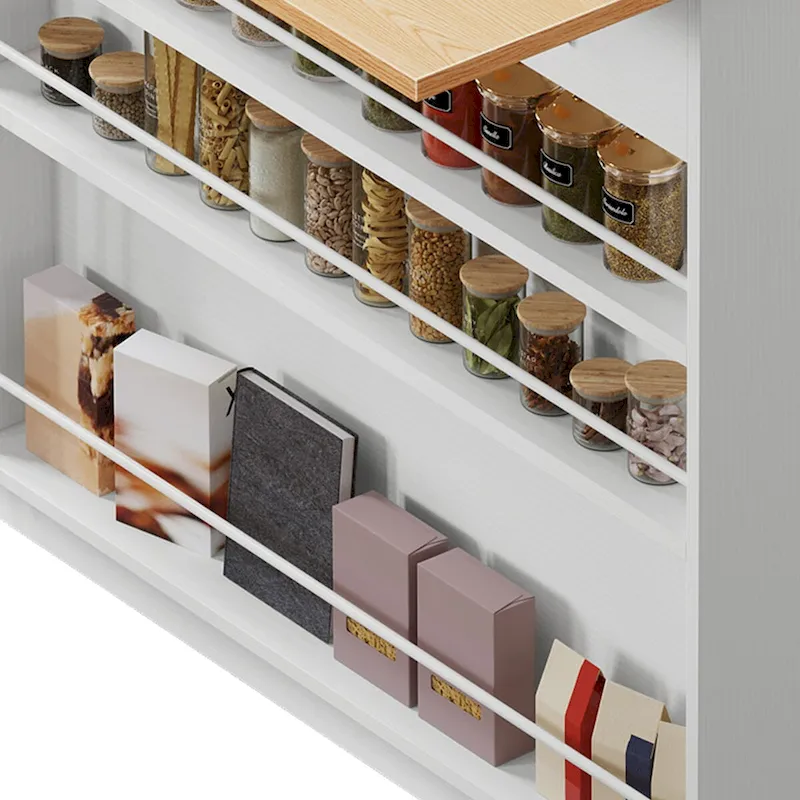 Kitchen Island Drop Leaf with Double Tilt Out Trash Cabinet