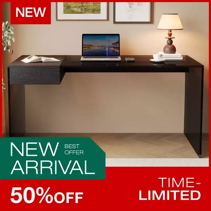 Luck Live Modern 53.14-inch Tempered glass desk