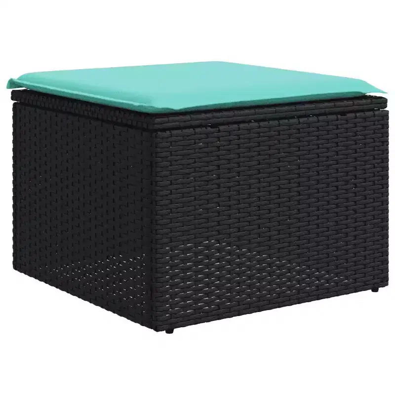 vidaXL 5 Piece Patio Sofa Set with Cushions Black Poly Rattan