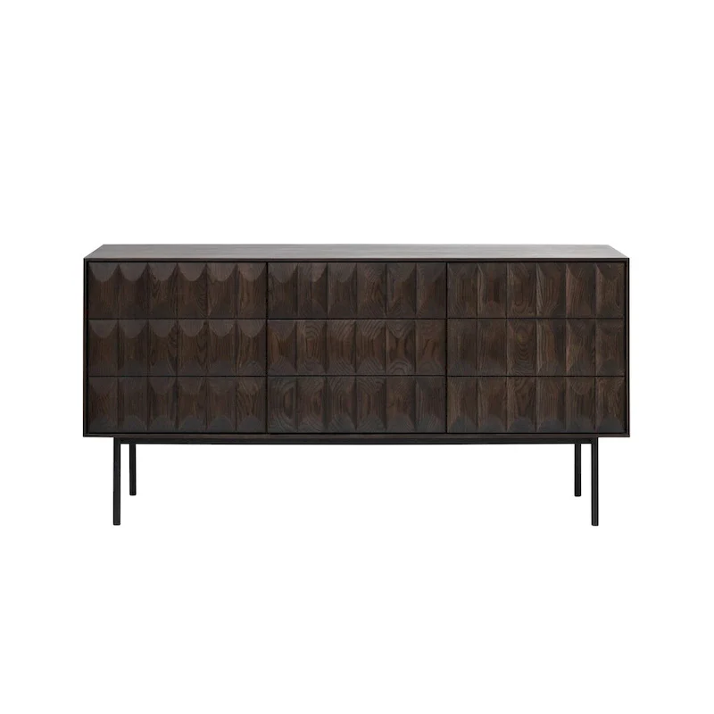 Modern Espresso Oak Sideboard Buffet Cabinet with Storage Doors, Contemporary Living Room Furniture