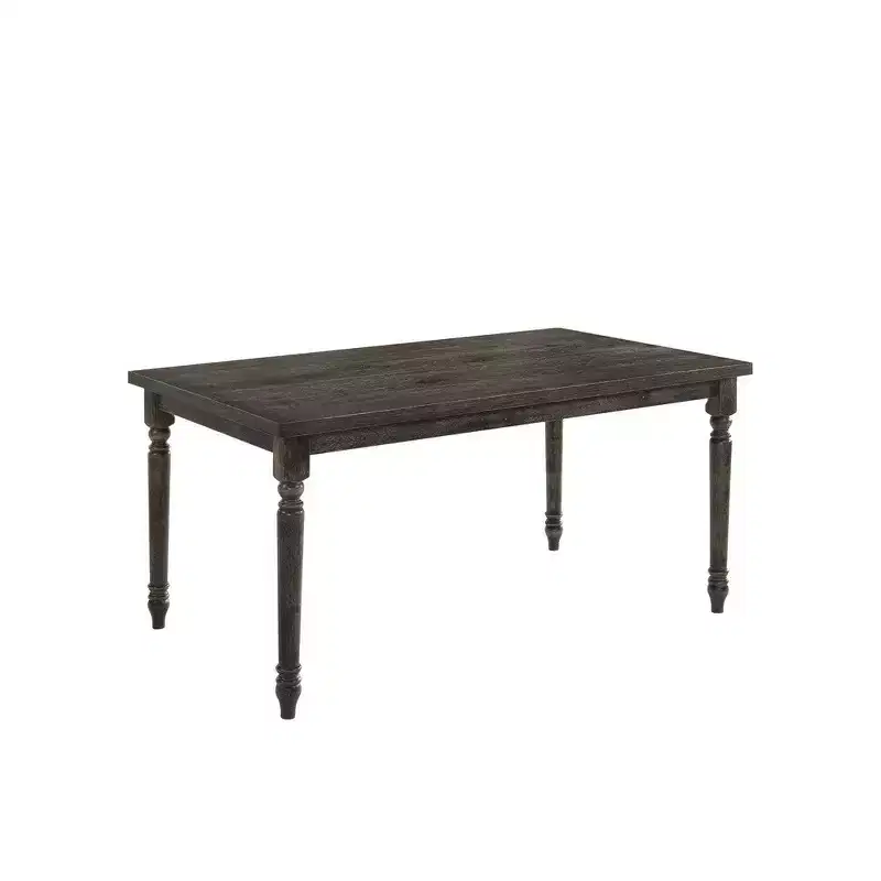 Royal Hampton Style Wooden Dining Table with Rectangular Top and Turned Legs, Gray