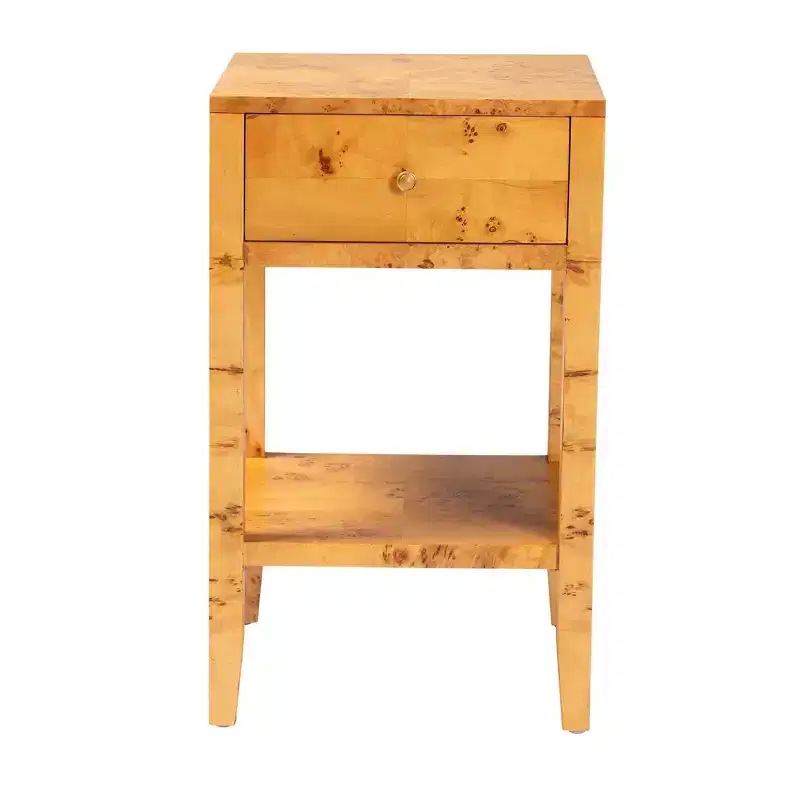 bali & pari Ghina Wood 1 Drawer Nightstand Light Mappa Burl