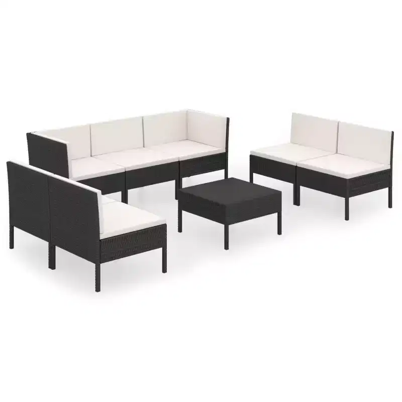 vidaXL Garden Lounge Set Patio Sectional Sofa Couch Outdoor Poly Rattan Brown