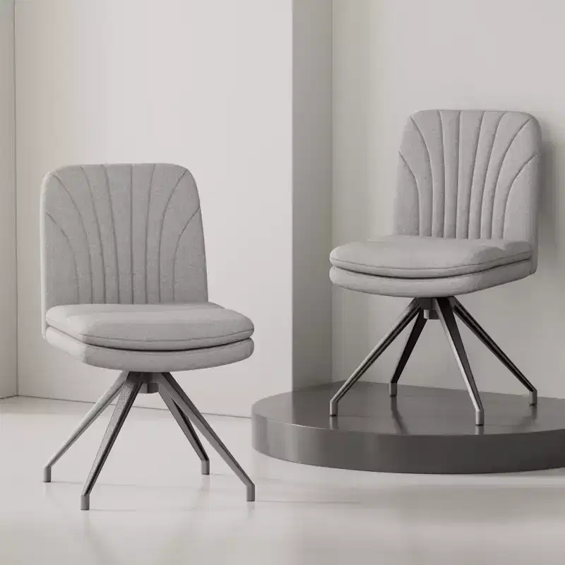 VECELO Upholstered Office Desk Chair Cross Legged Chair with Wide Padded Seat, Modern Computer Task Chair Gray/Beige