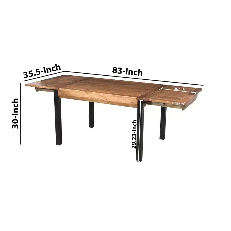 Brown & Black Extendable Rectangular Dining Table – Seats 6–8
