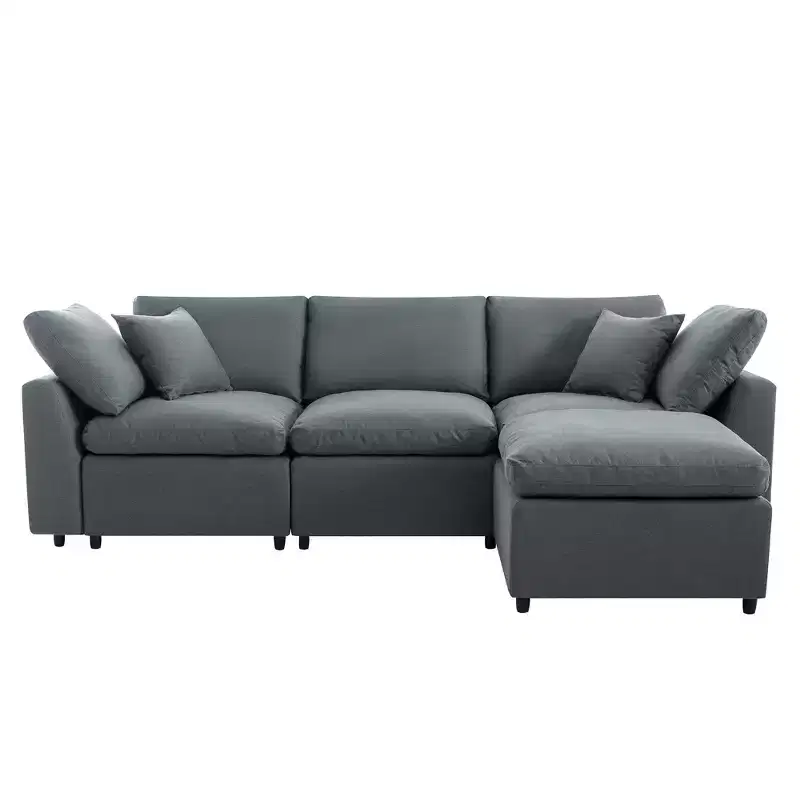 CLIHOME Down Filled Upholstery Convertible Sectional Sofa, L Shaped Couch with Reversible Chaise