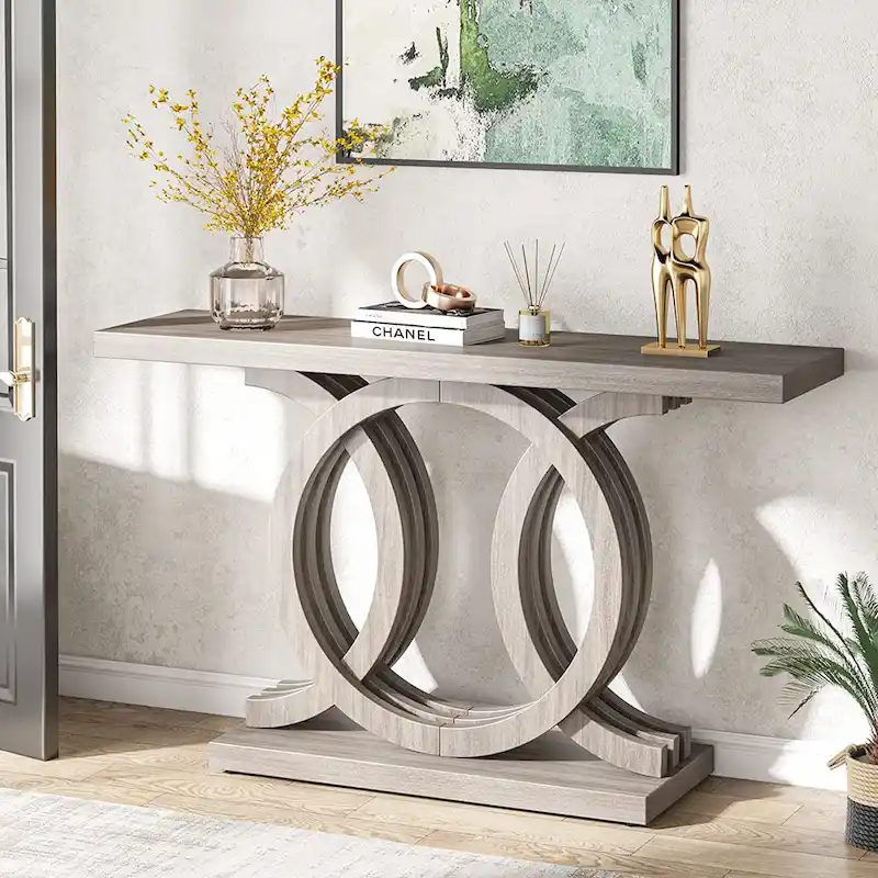 Farmhouse Console Sofa Table, 55 Inches Entryway Hallway Foyer Table