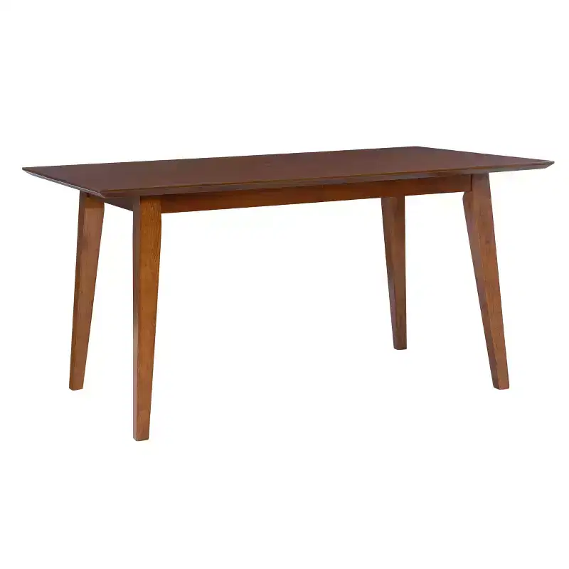 Clara Rectangular Dining Table - Rubberwood with Wood Veneer Top, Seats 6