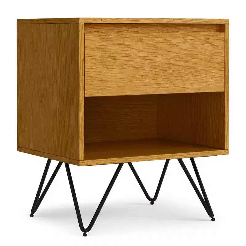 Moreno 20 inch Wide Industrial Nightstand in Oak