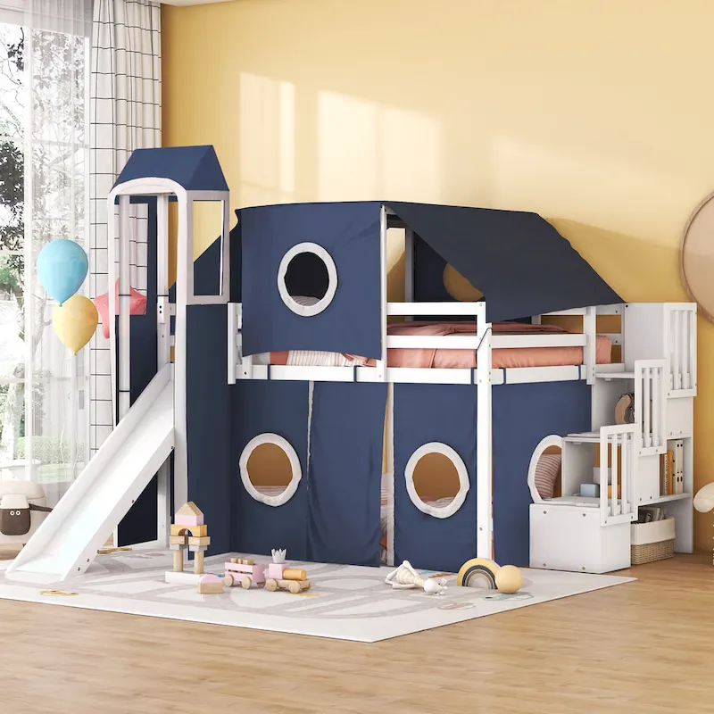 Loft Bed with Tent and Tower