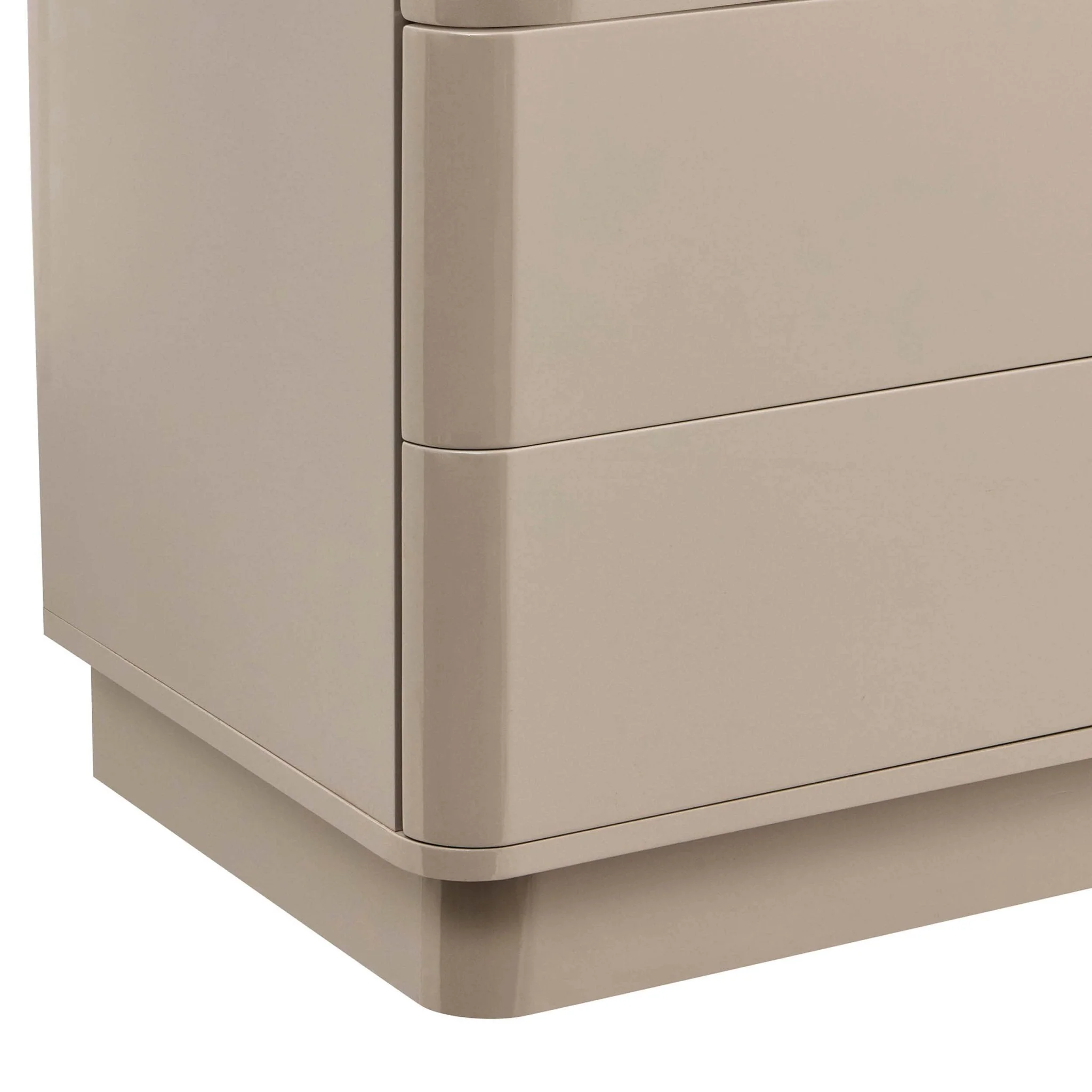 High Gloss 2 Drawer Bedside Table - Taupe