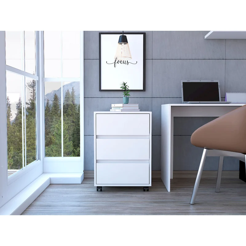 FM Furniture Vienna Three Drawers Filing Cabinet Roller Blade Glide