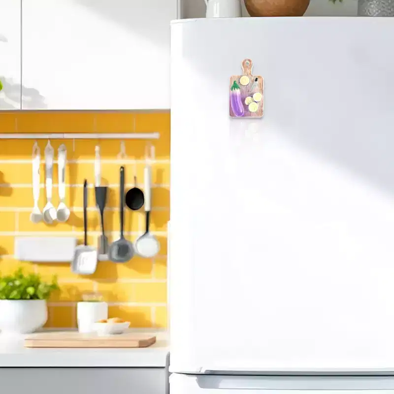 Unique Bargains Magnetic Refrigerator Sticker White Brown 1 Pc
