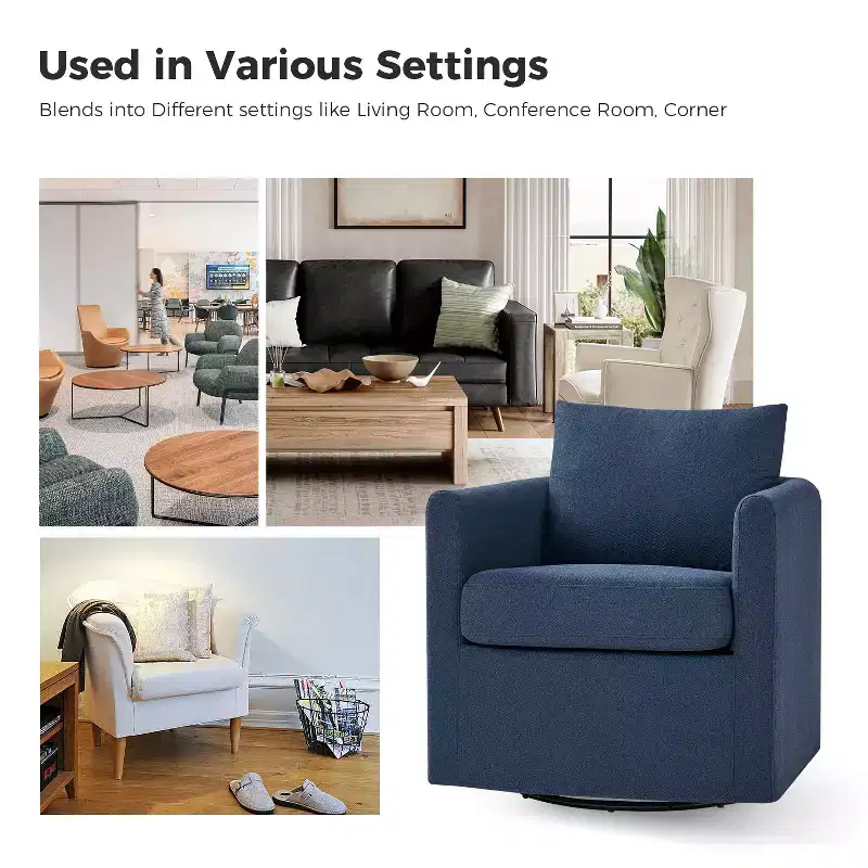 Bernhard Slipcovered Swivel Chair with textured fabric and flared armrests| HULALA HOME