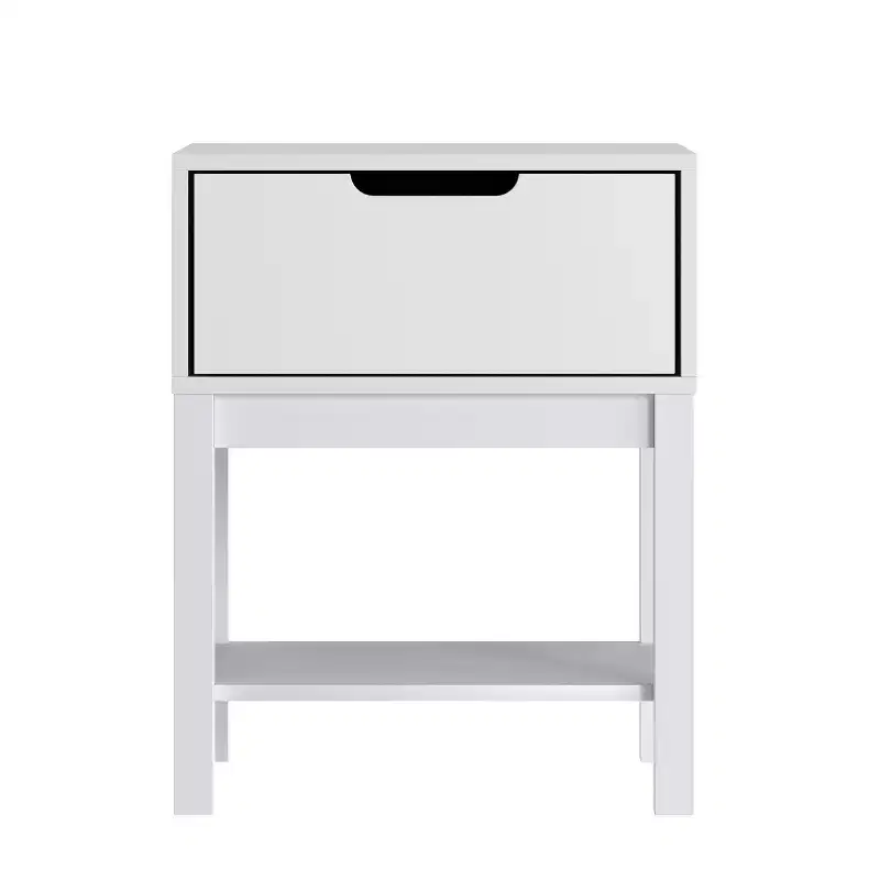 Kids Single-Drawer Nightstand with Solid Wood Frame & Open Shelf