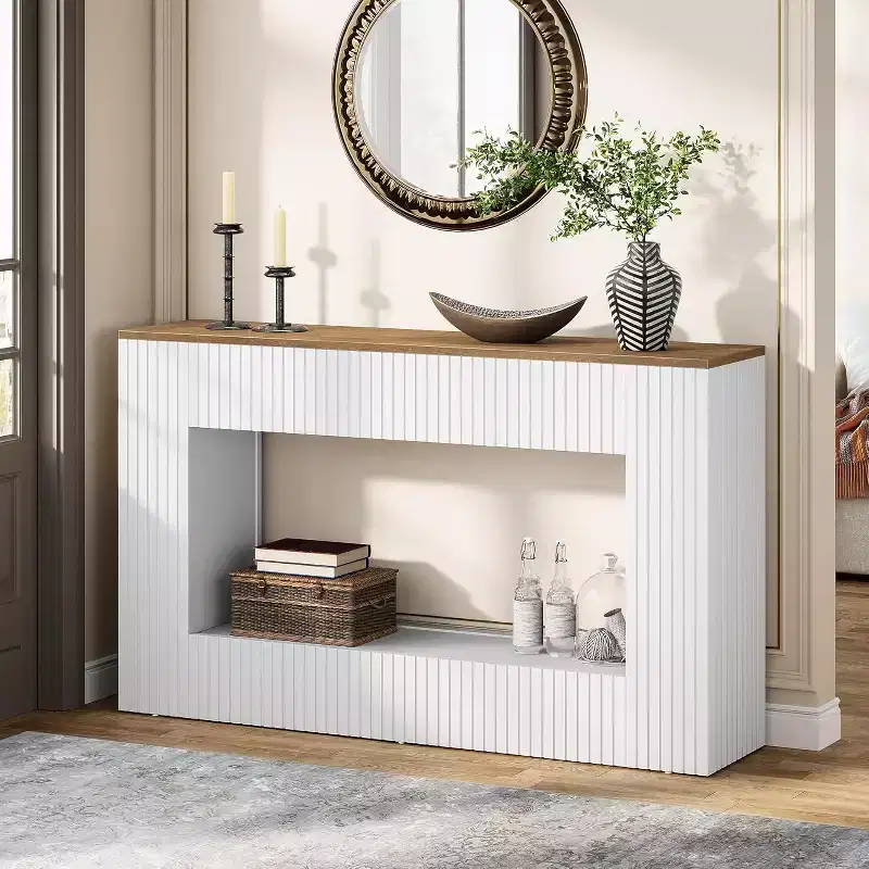 Lantine Modern Console Table, 55 Wood Entryway Table with Storage, Narrow Long Sofa Table Behind Couch Table for Living Room, Hallway