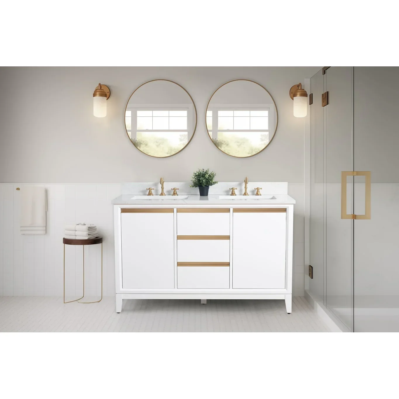Vanity Art Bathroom Vanity with Ceramic Sink and Engineered Marble Top