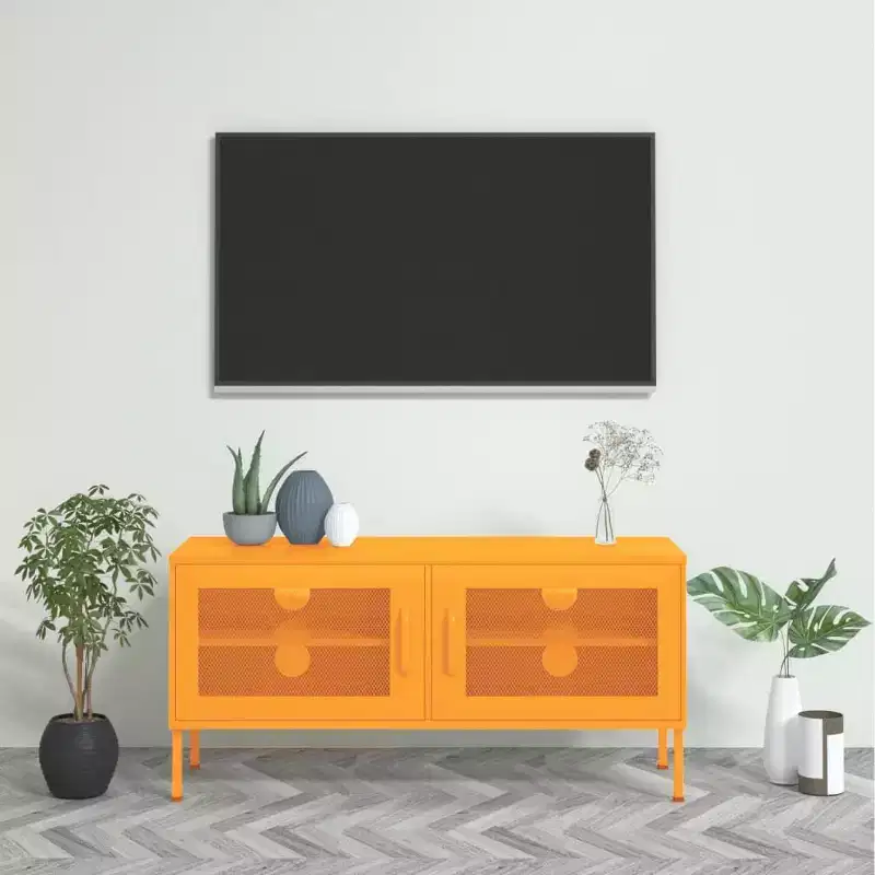 TV Cabinet Mustard Yellow Steel Medium TV Cabinet Rectangular