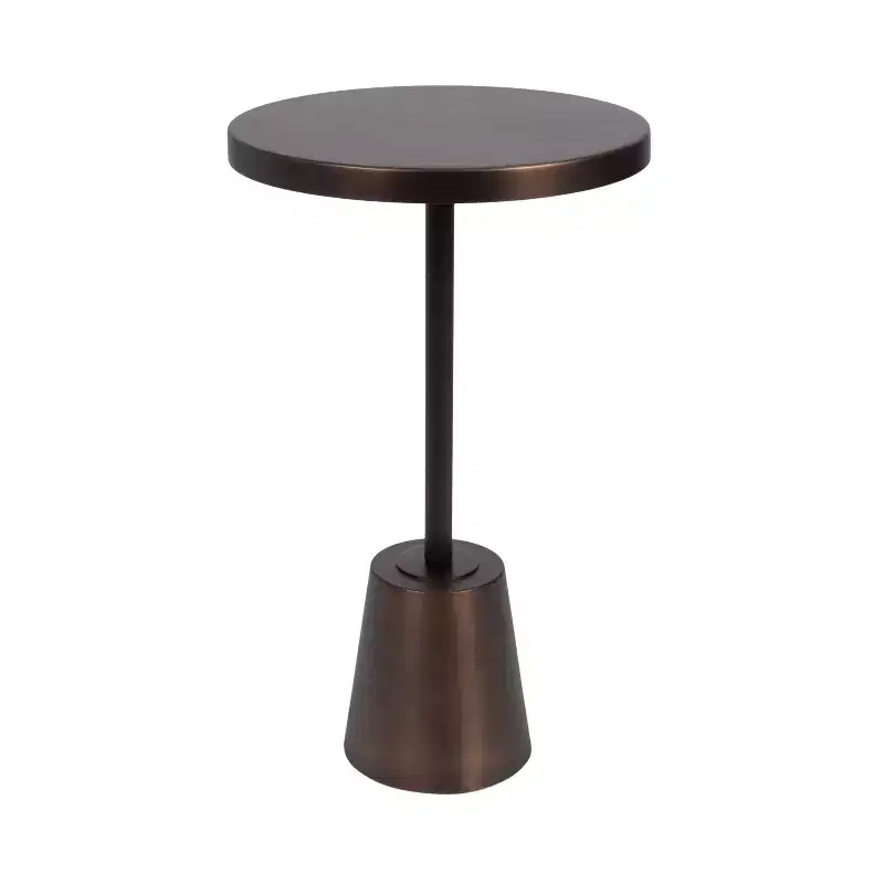 Brown Round Metal Side Table, 1-Person Use