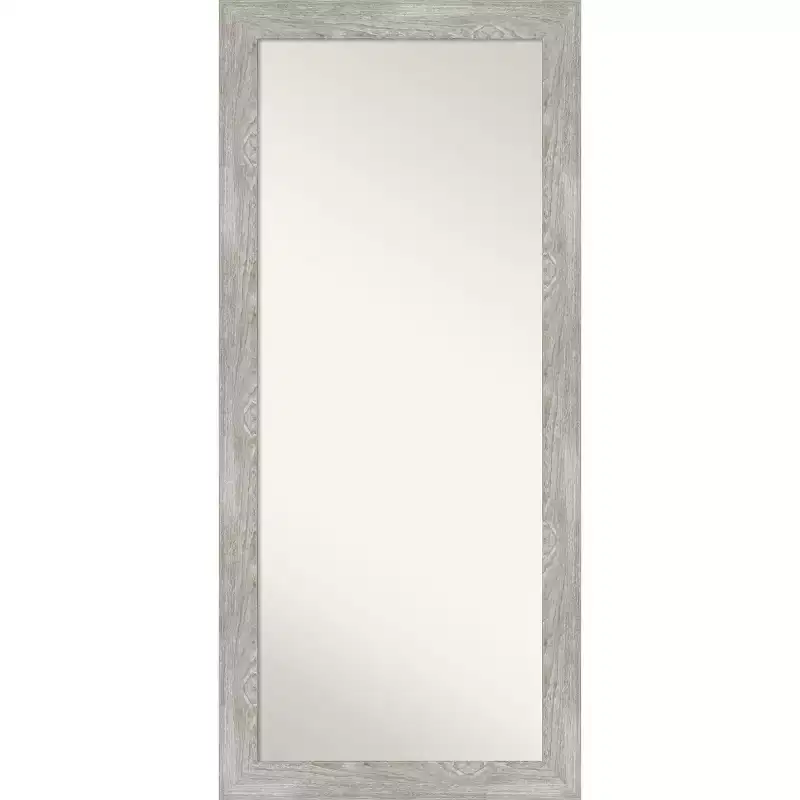 Dove Gray Rustic Wood Framed Full-Length Mirror, Wall Mount / Floor Lean, 30