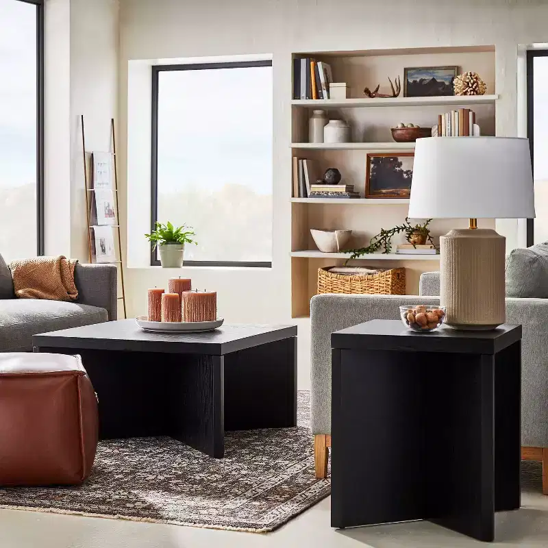 River Heights Square Wooden Coffee Table Black - Threshold™ designed with Studio McGee: Modern Crisscross Leg Design