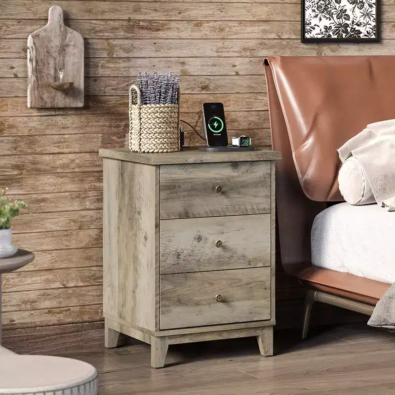 Karl Home 3-Drawer Gray Particle Board 17.72in. W Nightstands