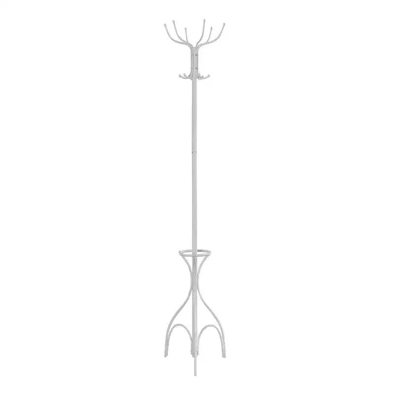 Metal Coat Rack 12 Hooks with Umbrella Holder 70''H