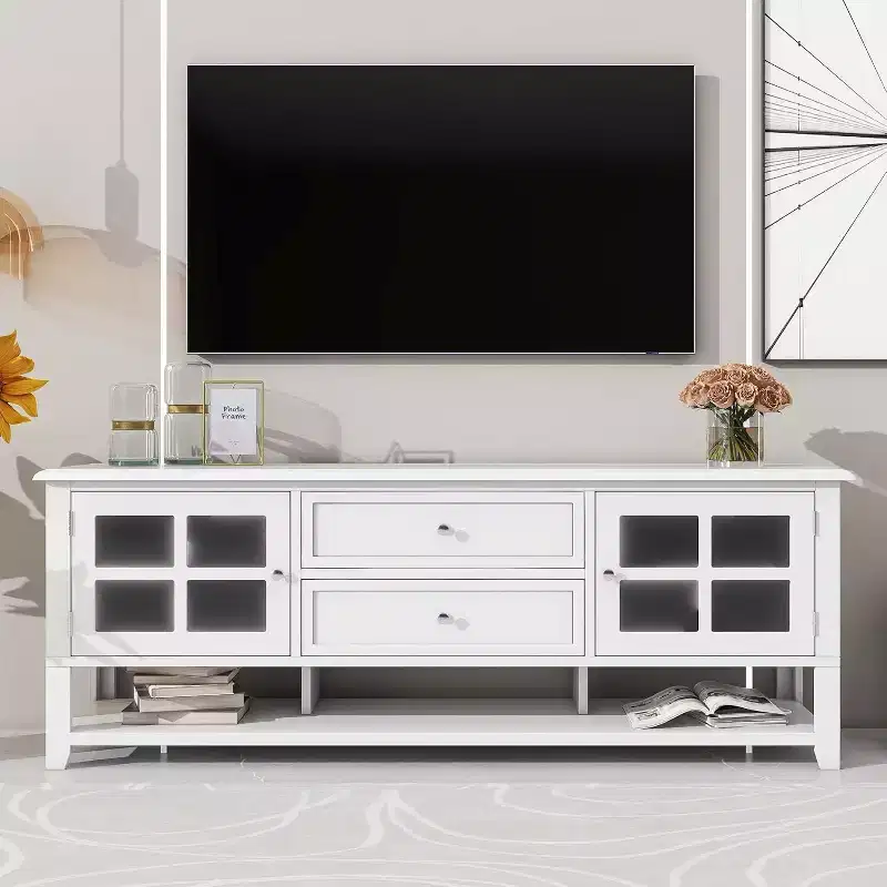 Acekool 54 TV Stand for TVs up to 60, Modern Entertainment Cabinet with Hidden Storage, Silent Magnetic Doors, Fiberboard Media Console