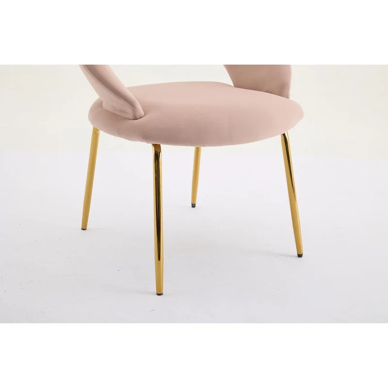 Velvet Dining Accent Chairs with Curved Backrest and Gold Metal Legs - 250lb Capacity