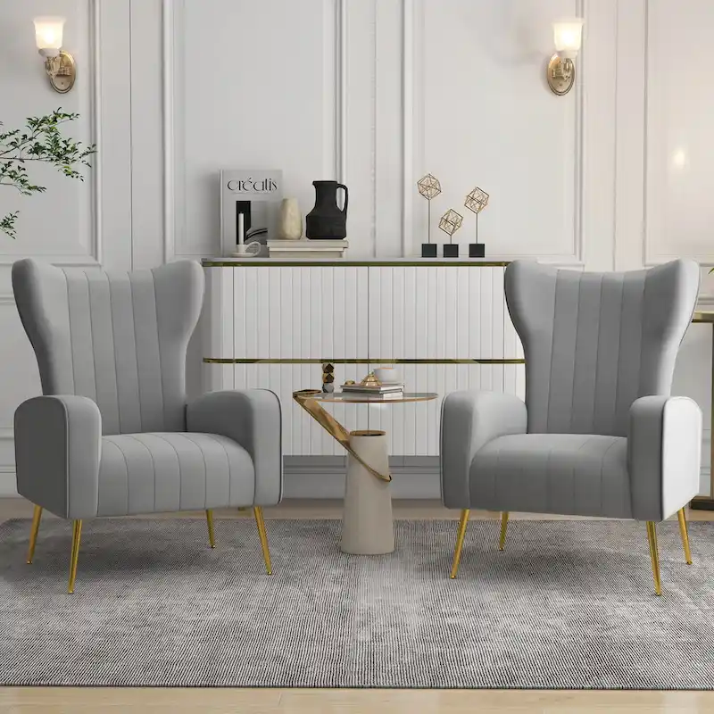 Upholstered Wingback Accent Chair - 26.4W x 37.8H x 32.6D