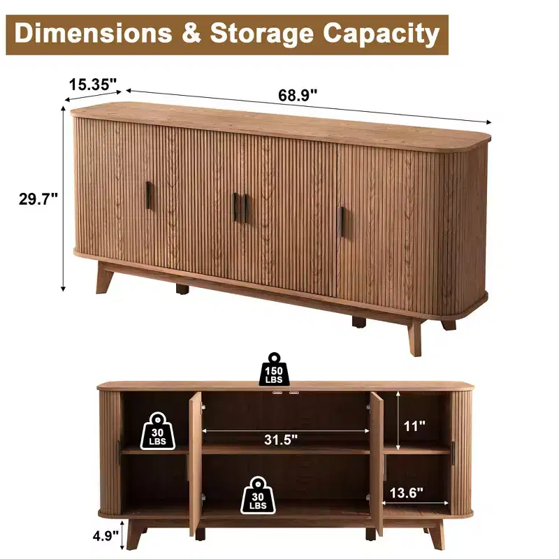 Buffet cabinet with storage cabinet, cutlery cabinet with adjustable shelves, suitable for living rooms