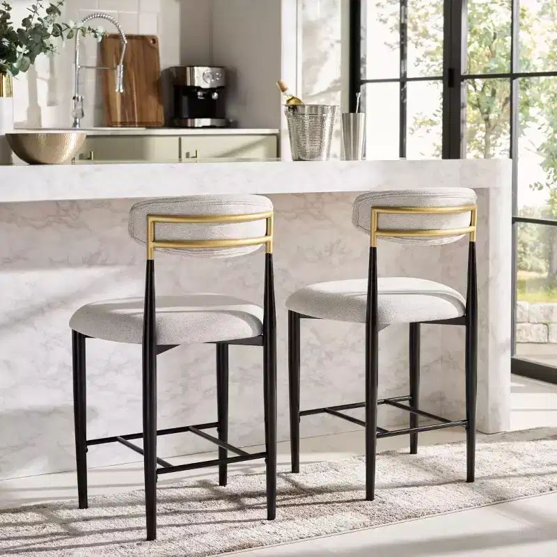 Covelle Counter Stool (Set of 2) - BST6402A - Black Gold/Dove Grey - Safavieh