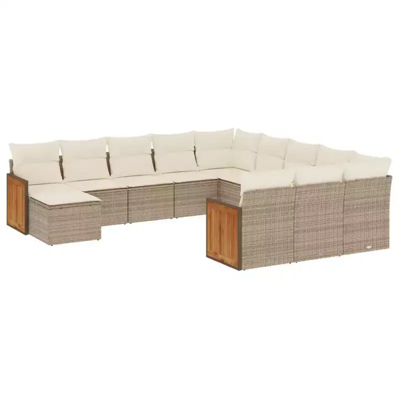 vidaXL 12 Piece Patio Sofa Set with Cushions Gray Poly Rattan