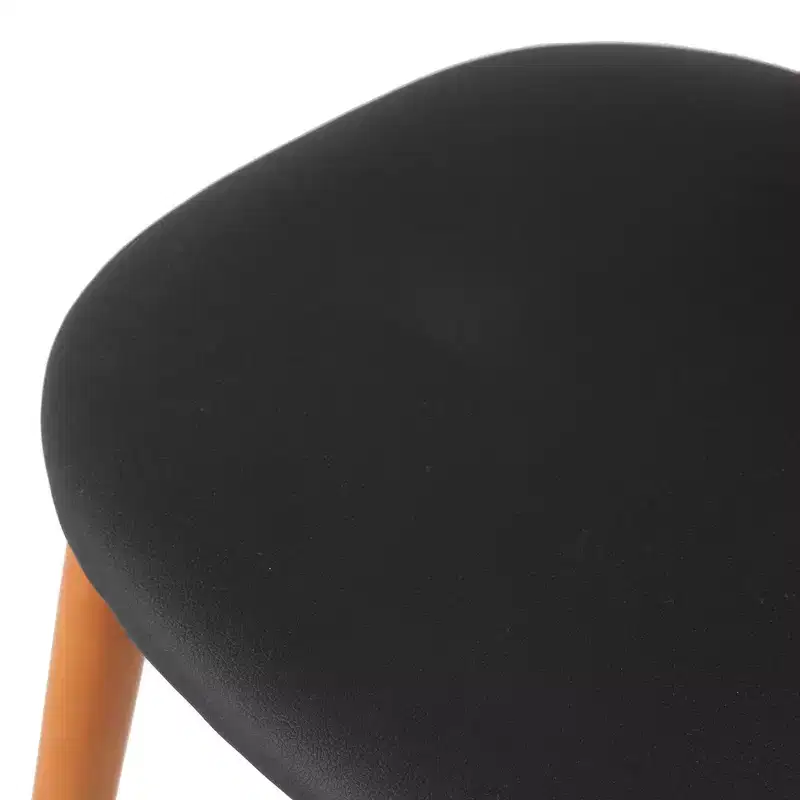 LeisureMod Holbeck Wicker Dining Chair with Upholstered Leather Seat and Beech Wood Legs, Set of 4