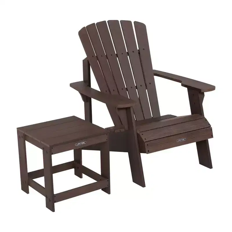 Lifetime Adirondack Chair and Table Combo, Rustic Brown (60293)