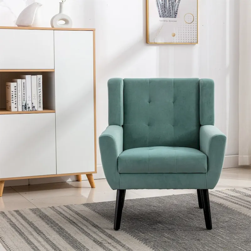 Modern Soft Velvet Ergonomics Accent Chair Living Room Chair Bedroom Chair Home Chair With Black Legs