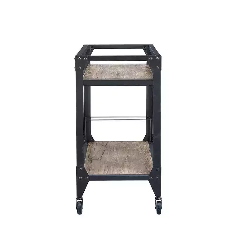 Wood & Metal Bar Serving Cart with Wheels 31''H x 32''D x 16''W