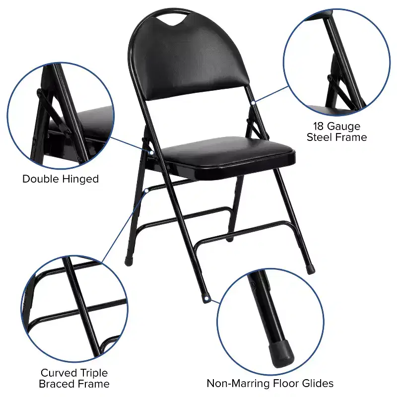 Emma and Oliver 2 Pack Home & Office Easy-Carry Party Events Padded Folding Chair