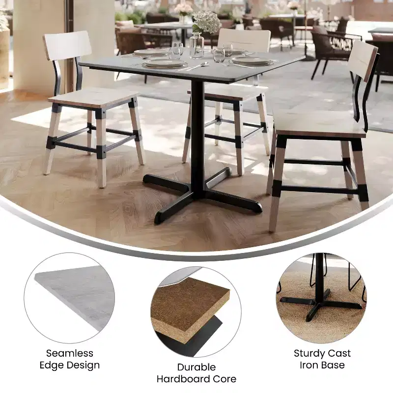 Flash Furniture Acadia Tabletop with TopGuard HPL Technology and Table Height X-Base