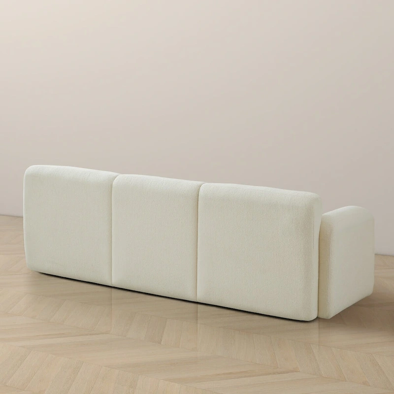 Sunny Luxury Mid Century Modern Tufted Cream Boucle Couch