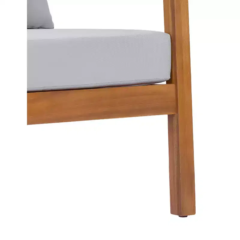 Christopher Knight Home Marine Farmhouse Acacia Wood Upholstered Patio Lounge Chair with Cushion