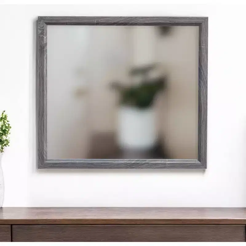 Dark Gray Wood Framed Accent Mirror