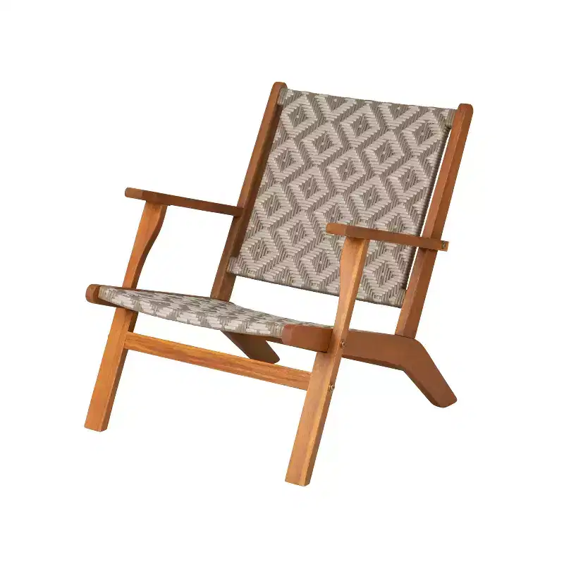 Balkene Home Vega Natural Stain Outdoor Chair All Weather Wicker Outdoor Chair Acacia Wood Construction Comfortable Armchair - Diamond Weave Wicker