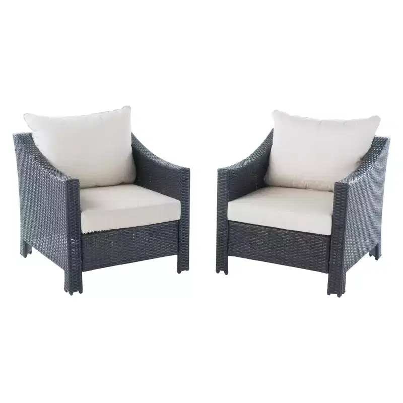 Antibes Set of 2 Wicker Club Chair with Cushions - Christopher Knight Home