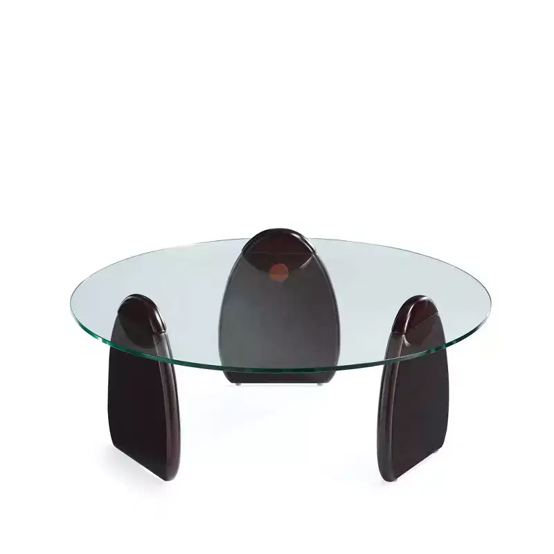 Manhattan Comfort Artesia Tempered Glass Top Coffee Table Dark Walnut